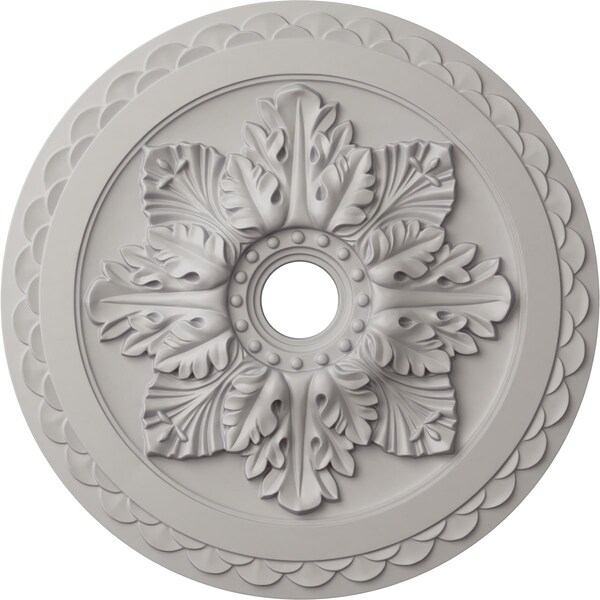 Ekena Millwork Bordeaux Deluxe Ceiling Medallion (Fits Canopies up to 4"), 23 5/8"OD x 3"ID x 2"P, Ultra Pure White CM23BOUWF - main